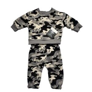 0-3 Months Way To Celebrate Baby Ghost Camo Halloween Fleece Set New With Tags